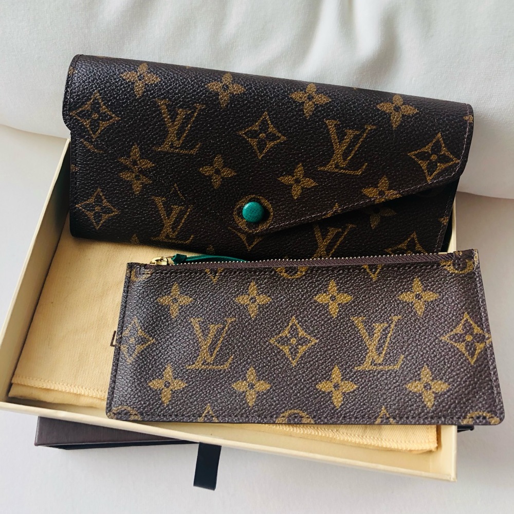 LV monogram canvas long wallet w/ zipped pouch